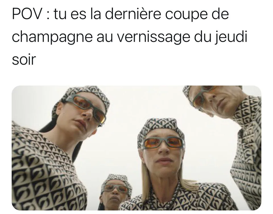Meme sur la dernière coupe de champagne créé pour Marine Serre