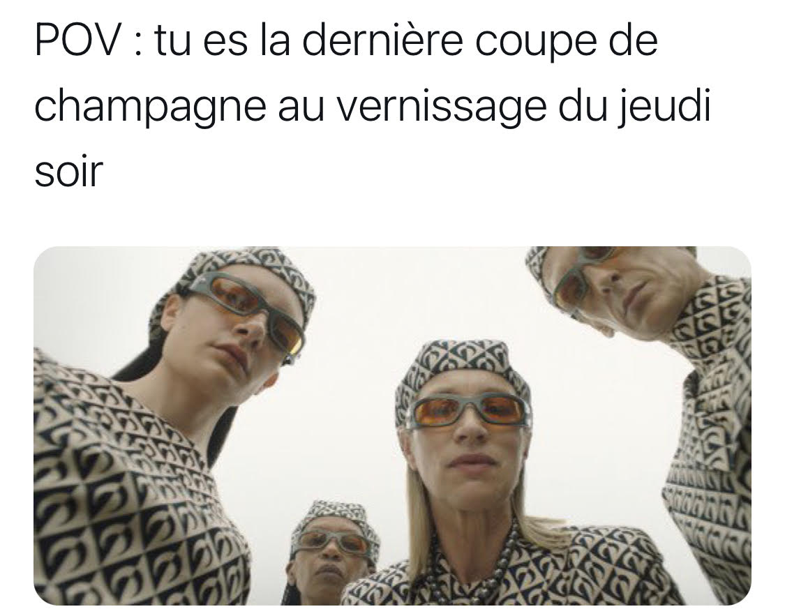 Meme sur la dernière coupe de champagne créé pour Marine Serre