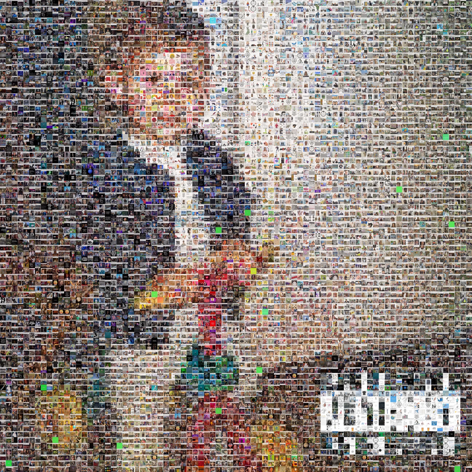 Mememory : une photographie de Tanguy enfant reconstruite avec des milliers de memes